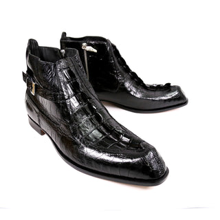 Mauri Havok 3299 Men's Shoes Black Exotic Ostrich Leg / Hornback Split-Toe Boots (MA5589)