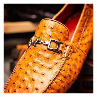 Marco Di Milano Bolonia Men's Shoes Brandy Exotic Ostrich Horse-Bit Driver Loafer (MDM1205)