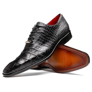 Marco Di Milano Bono Men's Shoes Black Genuine Alligator Whole-Cut Oxfords (MDM1183)