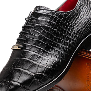 Marco Di Milano Bono Men's Shoes Black Genuine Alligator Whole-Cut Oxfords (MDM1183)