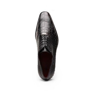 Marco Di Milano Bono Men's Shoes Black Genuine Alligator Whole-Cut Oxfords (MDM1183)