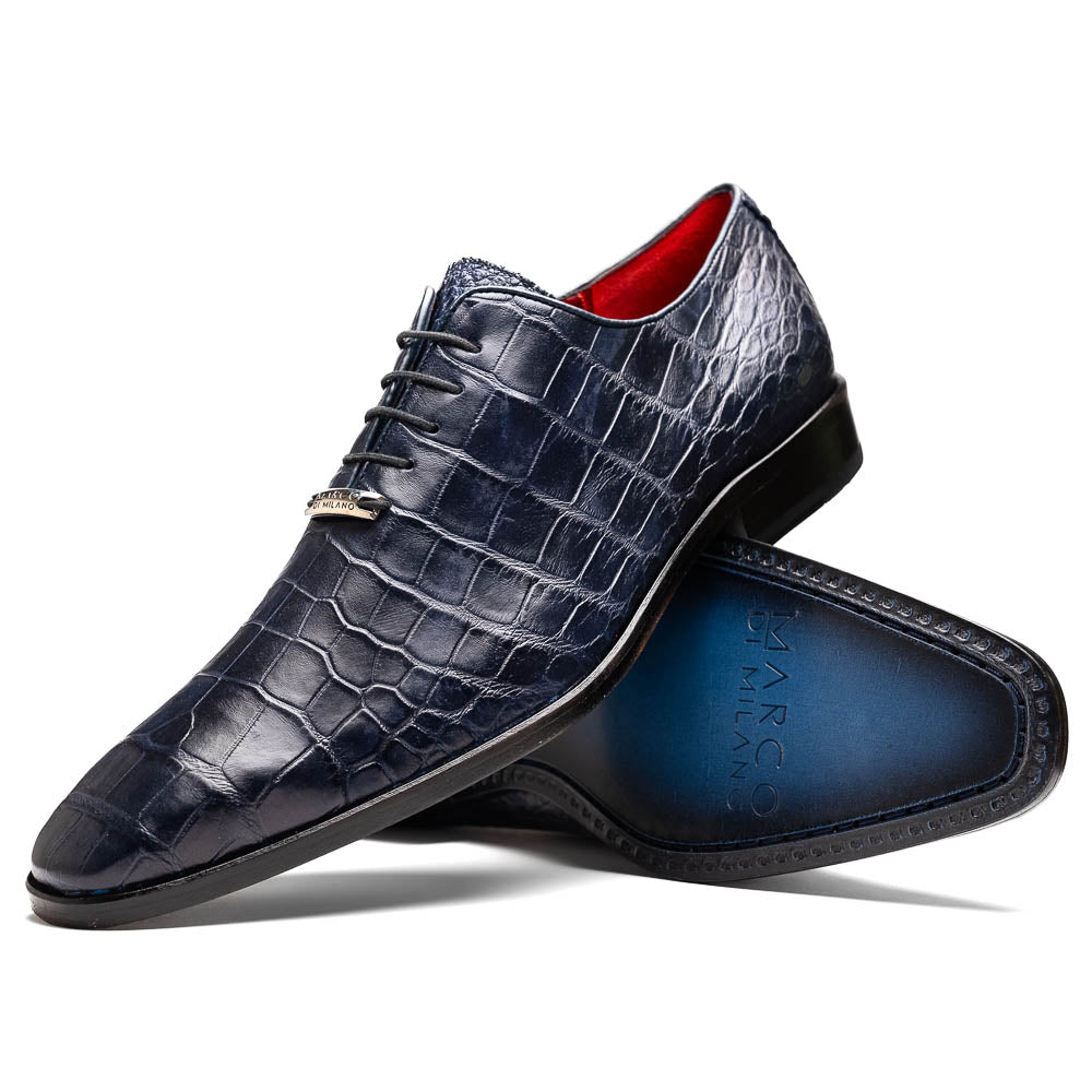 Marco Di Milano Bono Men's Shoes Navy Genuine Alligator Dress