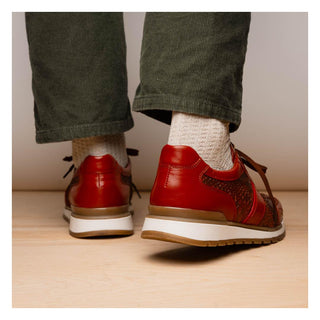 Marco Di Milano Brescia Men's Shoes Cognac Genuine Snake Skin / Calf-Skin Leather Sneakers (MDM1124)