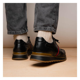 Marco Di Milano Brescia Men's Shoes Black Genuine Snake Skin / Calf-Skin Leather Sneakers (MDM1124)