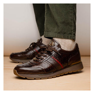 Marco Di Milano Brescia Men's Shoes Brown Genuine Snake Skin / Calf-Skin Leather Sneakers (MDM1124)