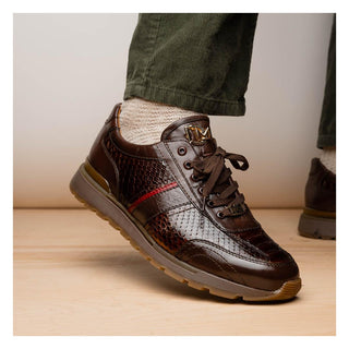 Marco Di Milano Brescia Men's Shoes Brown Genuine Snake Skin / Calf-Skin Leather Sneakers (MDM1124)