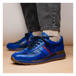 Marco Di Milano Brescia Men's Shoes Blue Genuine Snake Skin / Calf-Skin Leather Sneakers (MDM1124)