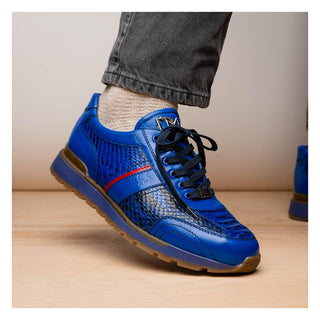 Marco Di Milano Brescia Men's Shoes Blue Genuine Snake Skin / Calf-Skin Leather Sneakers (MDM1124)