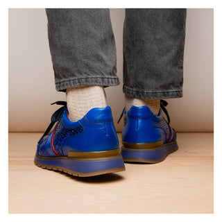 Marco Di Milano Brescia Men's Shoes Blue Genuine Snake Skin / Calf-Skin Leather Sneakers (MDM1124)