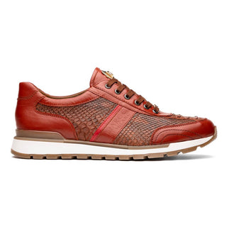 Marco Di Milano Brescia Men's Shoes Cognac Genuine Snake Skin / Calf-Skin Leather Sneakers (MDM1124)