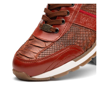 Marco Di Milano Brescia Men's Shoes Cognac Genuine Snake Skin / Calf-Skin Leather Sneakers (MDM1124)