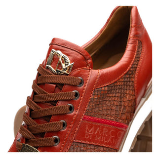 Marco Di Milano Brescia Men's Shoes Cognac Genuine Snake Skin / Calf-Skin Leather Sneakers (MDM1124)