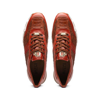 Marco Di Milano Brescia Men's Shoes Cognac Genuine Snake Skin / Calf-Skin Leather Sneakers (MDM1124)
