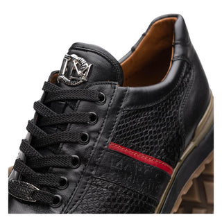 Marco Di Milano Brescia Men's Shoes Black Genuine Snake Skin / Calf-Skin Leather Sneakers (MDM1124)
