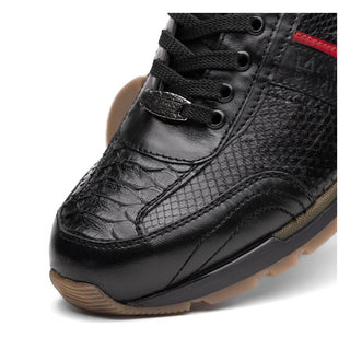 Marco Di Milano Brescia Men's Shoes Black Genuine Snake Skin / Calf-Skin Leather Sneakers (MDM1124)