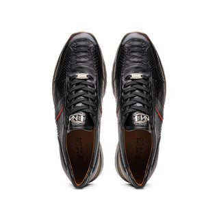Marco Di Milano Brescia Men's Shoes Black Genuine Snake Skin / Calf-Skin Leather Sneakers (MDM1124)