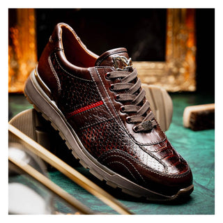 Marco Di Milano Brescia Men's Shoes Brown Genuine Snake Skin / Calf-Skin Leather Sneakers (MDM1124)
