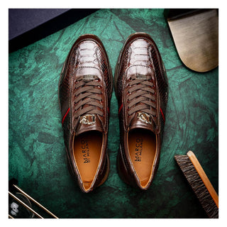 Marco Di Milano Brescia Men's Shoes Brown Genuine Snake Skin / Calf-Skin Leather Sneakers (MDM1124)