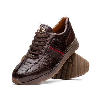Marco Di Milano Brescia Men's Shoes Brown Genuine Snake Skin / Calf-Skin Leather Sneakers (MDM1124)
