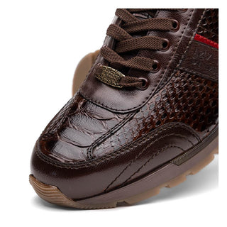 Marco Di Milano Brescia Men's Shoes Brown Genuine Snake Skin / Calf-Skin Leather Sneakers (MDM1124)