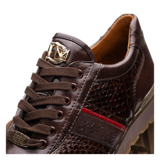 Marco Di Milano Brescia Men's Shoes Brown Genuine Snake Skin / Calf-Skin Leather Sneakers (MDM1124)