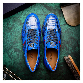 Marco Di Milano Brescia Men's Shoes Blue Genuine Snake Skin / Calf-Skin Leather Sneakers (MDM1124)