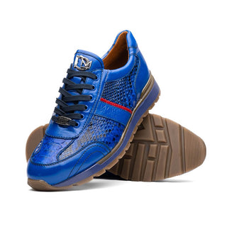 Marco Di Milano Brescia Men's Shoes Blue Genuine Snake Skin / Calf-Skin Leather Sneakers (MDM1124)