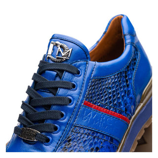 Marco Di Milano Brescia Men's Shoes Blue Genuine Snake Skin / Calf-Skin Leather Sneakers (MDM1124)
