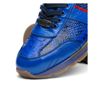 Marco Di Milano Brescia Men's Shoes Blue Genuine Snake Skin / Calf-Skin Leather Sneakers (MDM1124)