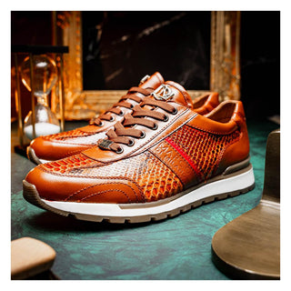 Marco Di Milano Brescia Men's Shoes Honey Genuine Snake Skin / Calf-Skin Leather Sneakers (MDM1124)