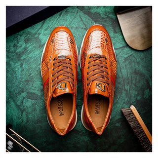 Marco Di Milano Brescia Men's Shoes Honey Genuine Snake Skin / Calf-Skin Leather Sneakers (MDM1124)