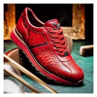 Marco Di Milano Brescia Men's Shoes Red Genuine Snake Skin / Calf-Skin Leather Sneakers (MDM1124)
