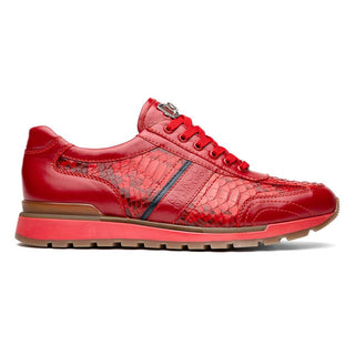 Marco Di Milano Brescia Men's Shoes Red Genuine Snake Skin / Calf-Skin Leather Sneakers (MDM1124)