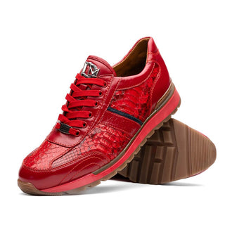 Marco Di Milano Brescia Men's Shoes Red Genuine Snake Skin / Calf-Skin Leather Sneakers (MDM1124)