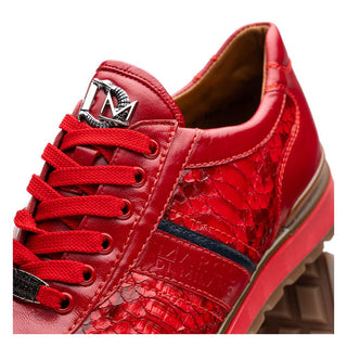 Marco Di Milano Brescia Men's Shoes Red Genuine Snake Skin / Calf-Skin Leather Sneakers (MDM1124)