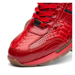 Marco Di Milano Brescia Men's Shoes Red Genuine Snake Skin / Calf-Skin Leather Sneakers (MDM1124)