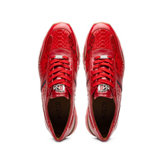 Marco Di Milano Brescia Men's Shoes Red Genuine Snake Skin / Calf-Skin Leather Sneakers (MDM1124)