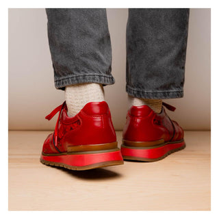 Marco Di Milano Brescia Men's Shoes Red Genuine Snake Skin / Calf-Skin Leather Sneakers (MDM1124)