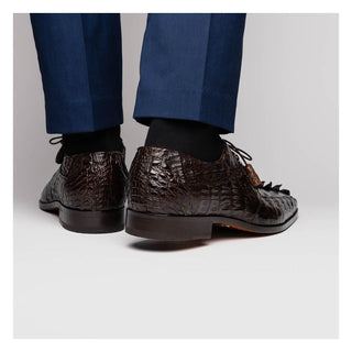 Marco Di Milano Cancun Men's Shoes Brown Exotic Hornback Crocodile Skin Derby (MDM1003)