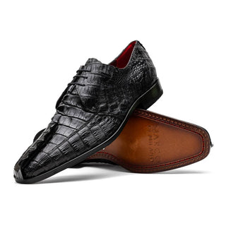 Marco Di Milano Cancun Men's Shoes Black Exotic Hornback Crocodile Skin Derby (MDM1003)