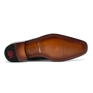 Marco Di Milano Cancun Men's Shoes Black Exotic Hornback Crocodile Skin Derby (MDM1003)