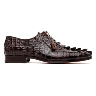 Marco Di Milano Cancun Men's Shoes Brown Exotic Hornback Crocodile Skin Derby (MDM1003)