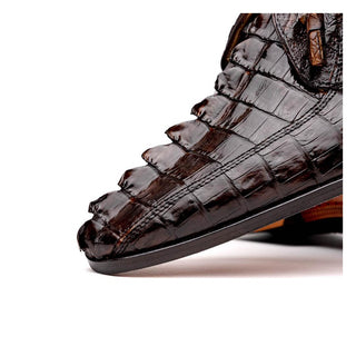 Marco Di Milano Cancun Men's Shoes Brown Exotic Hornback Crocodile Skin Derby (MDM1003)