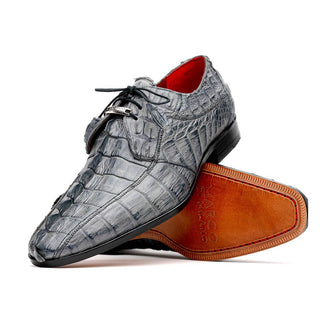 Marco Di Milano Cancun Men's Shoes Gray Exotic Hornback Crocodile Skin Derby (MDM1003)