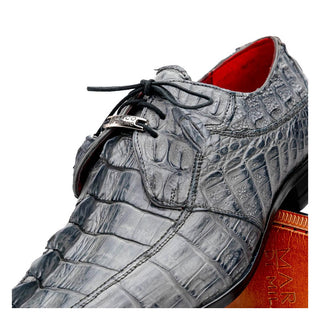 Marco Di Milano Cancun Men's Shoes Gray Exotic Hornback Crocodile Skin Derby (MDM1003)