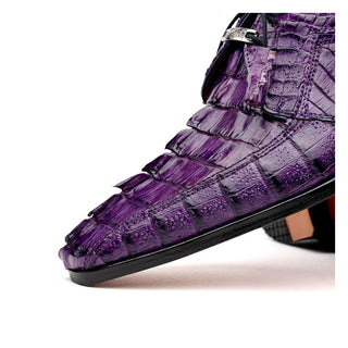 Marco Di Milano Cancun Men's Shoes Purple Exotic Hornback Crocodile Skin Derby (MDM1003)