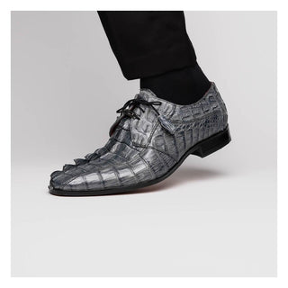 Marco Di Milano Cancun Men's Shoes Gray Exotic Hornback Crocodile Skin Derby (MDM1003)