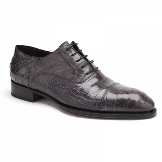 Caporicci 1102 Alligator Cap-Toe Oxford Gray