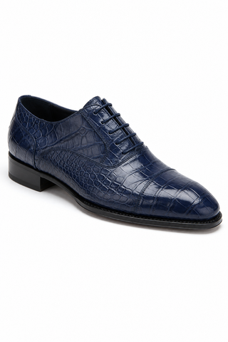 Caporicci Style 1102 Blue Alligator Cap-Toe Oxford, three-quarter visualization