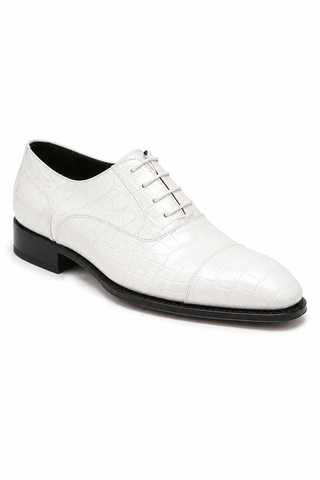 Caporicci Style 1102 White Alligator Cap-Toe Oxford, three-quarter visualization
